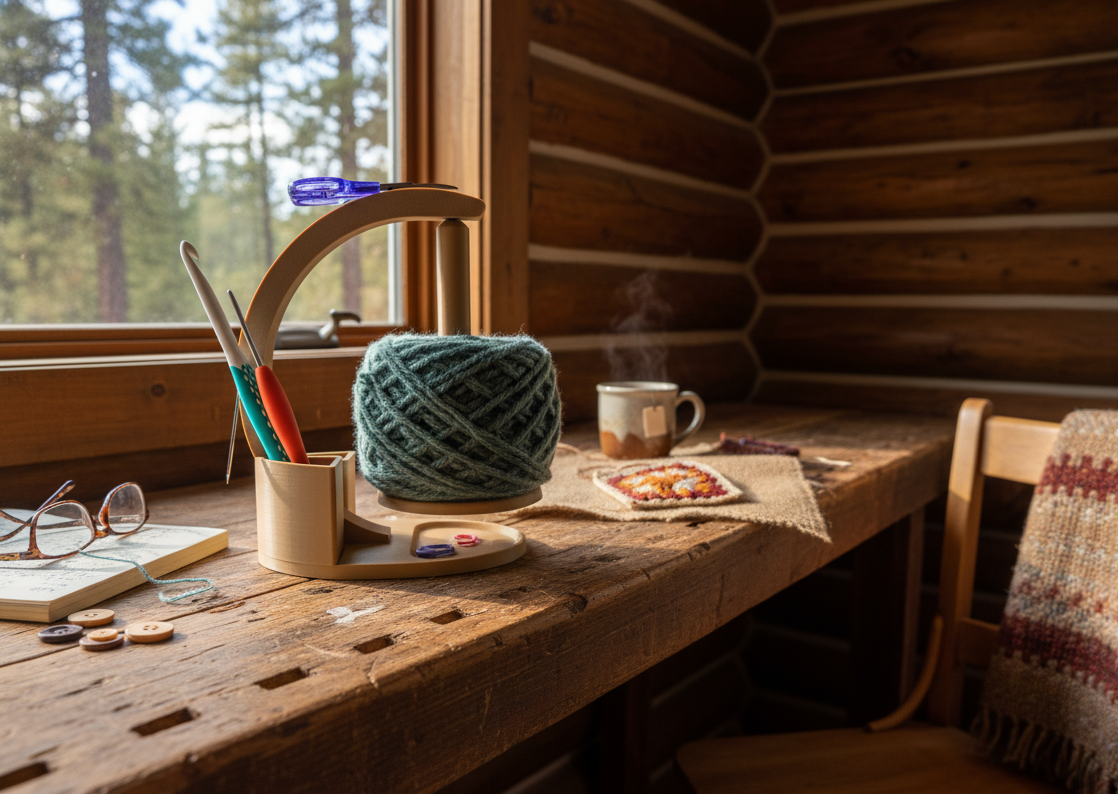 Magnetic Spindle Yarn Holder - Rustic